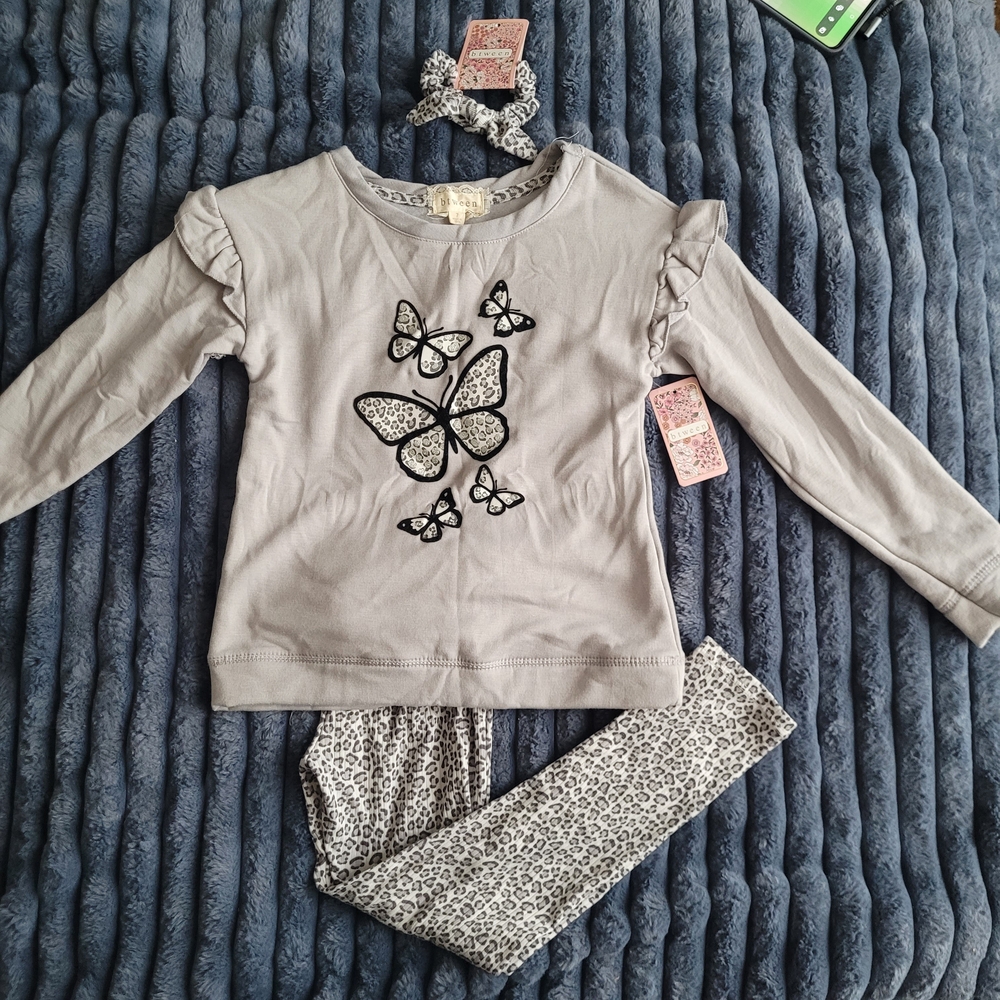 3 PC btween Gray Butterfly Kids Matching Set